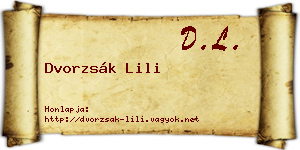 Dvorzsák Lili névjegykártya